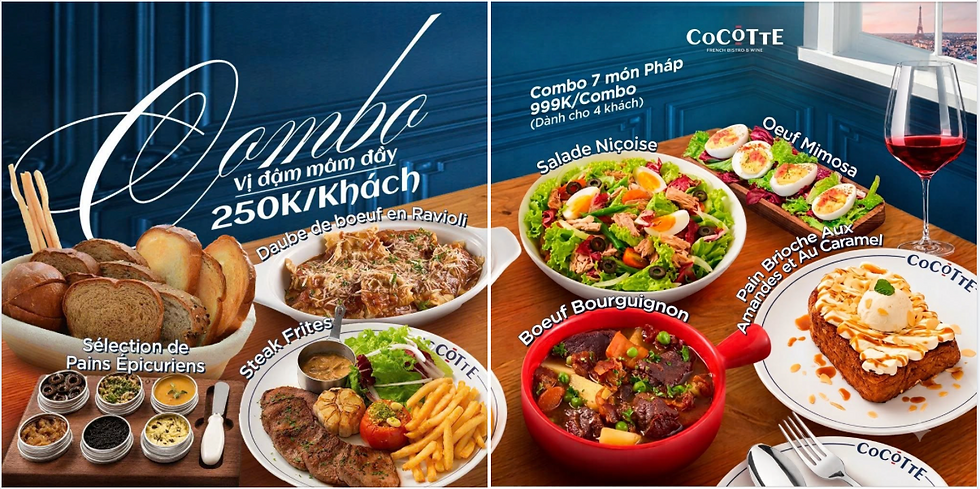 COMBO 7 MÓN ĐẬM VỊ PHÁP CHỈ TỪ 999K