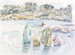 13 purification dans le gange - aquarelle