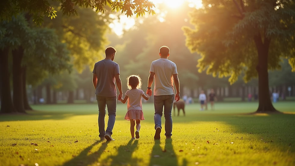 Vista de una familia sonriendo en un parque