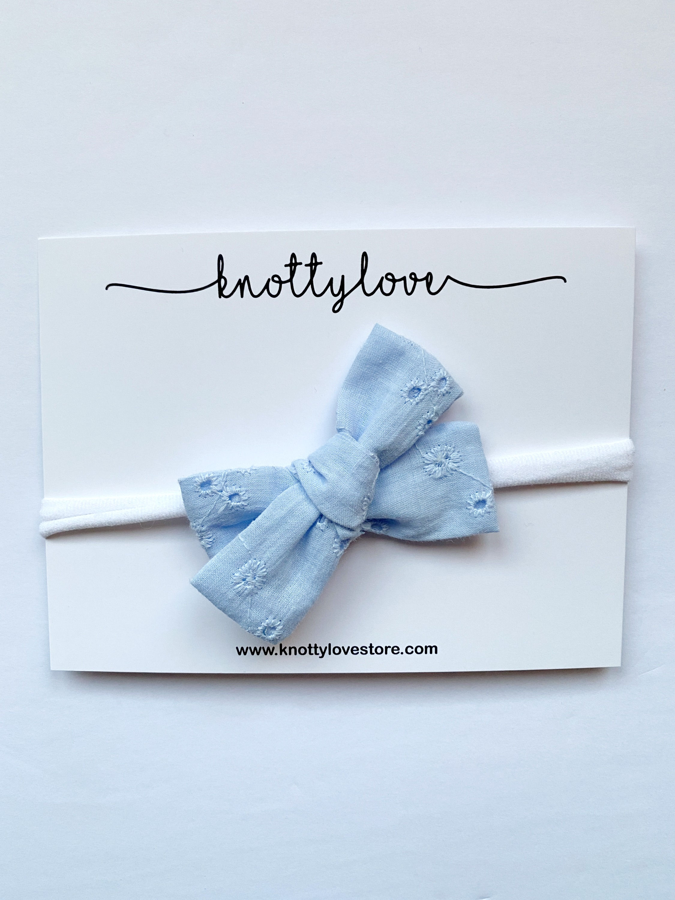 Baby Blue Eyelet School Girl Bow