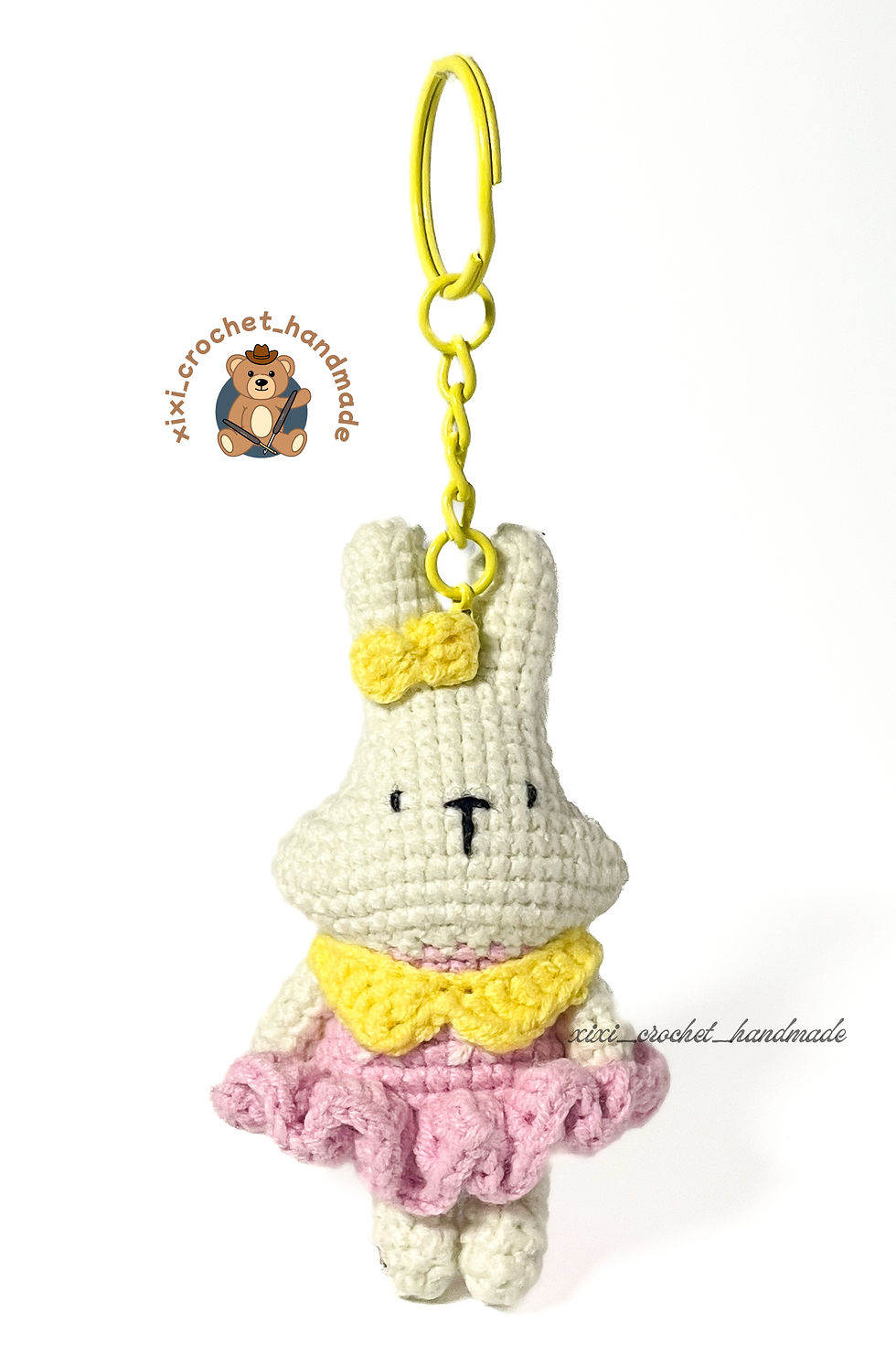 Miniature : Porte-clés lapin robe au crochet 