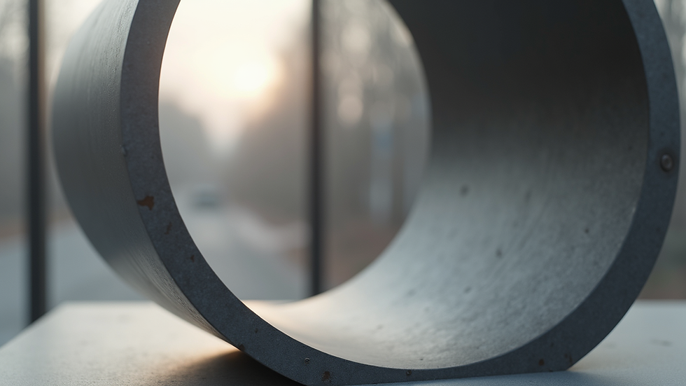 Close-up view of a minimalist steel sculpture with clean lines and geometric shapes