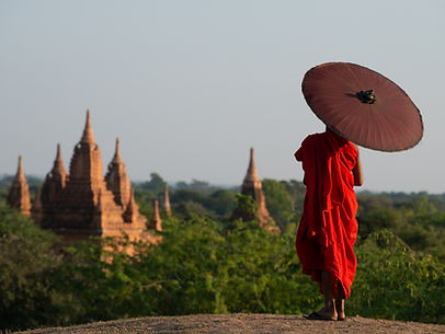 Monk Overlooking at a Temple