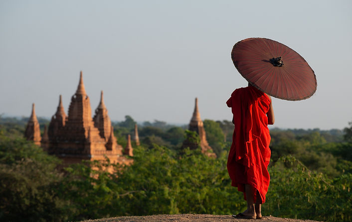 Monk Overlooking at a Temple