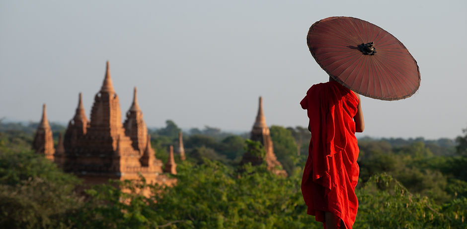 Monk Overlooking at a Temple