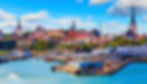Skyline of Tallinn Old Town from the harbor bay area