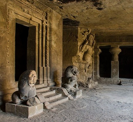 A part of the elephanta caves from India