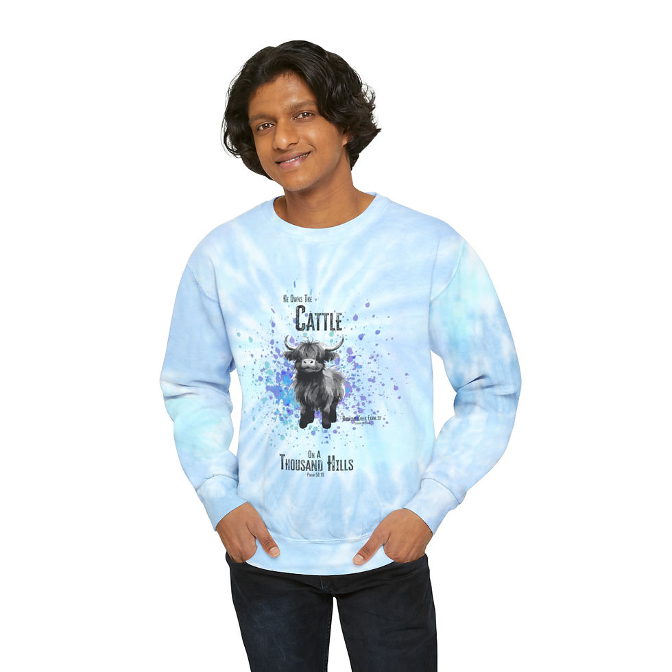 Thumbnail: Cattle On A Thousand Hills - Unisex Tie-Dye Sweatshirt