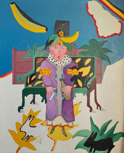 Lionel Vinche, 1969 l’alcoolique (devant le mur de Ravel) huile sur toile, 110 x 90 cm