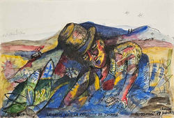 Lionel Vinche, 1983 le lapin voit la présence de l’homme aquarelle et encre