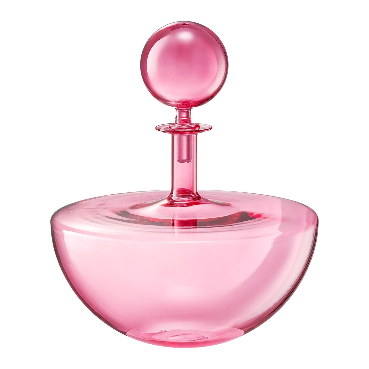 Blush Pink Low Arc Glass Wine Decanter Handblown