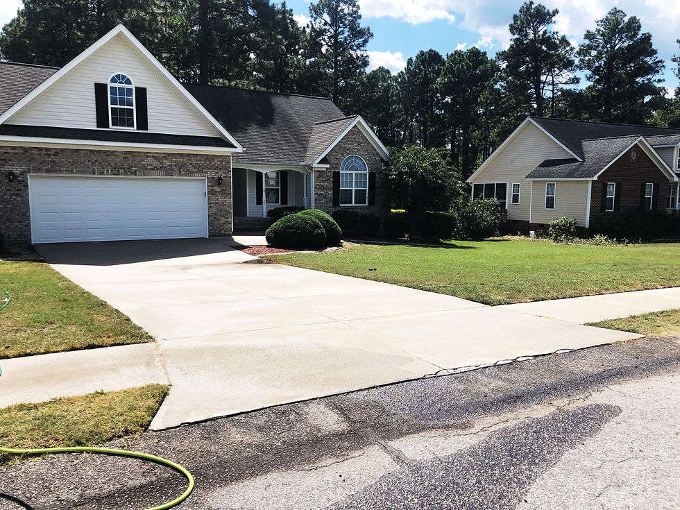 High angle view of a clean driveway after pressure washing