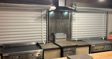 Interior view of the built in kitchen that the customer installed to finish the building.
