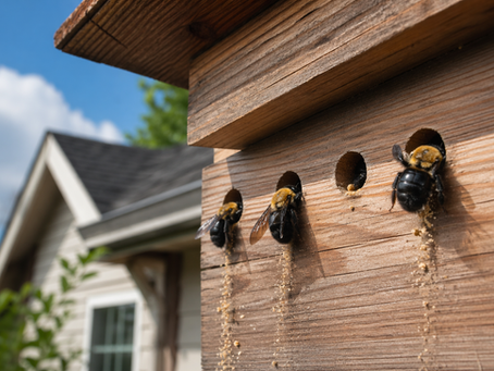 Carpenter Bees Drilling Holes