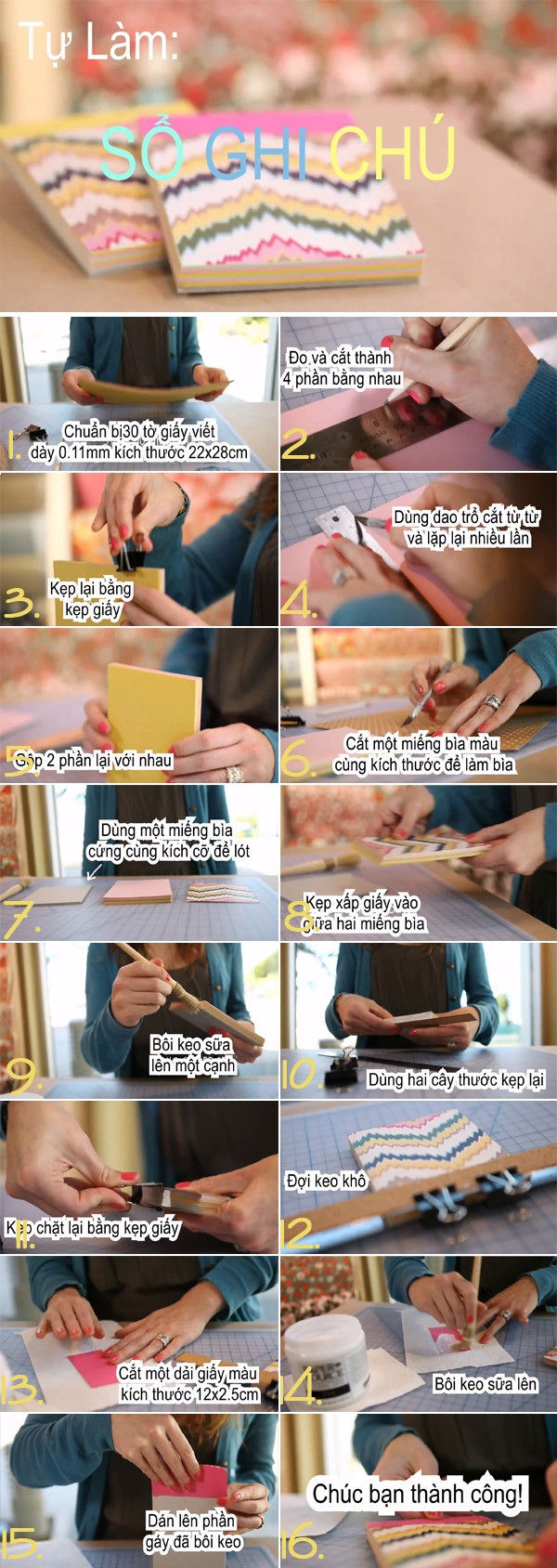 DIY sổ ghi chép cực xinh mà tiện lợi từ giấy một mặt