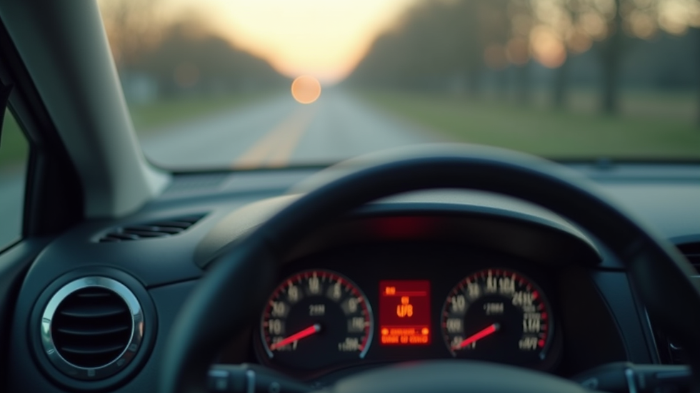Eye-level view of a car interior with a small anti-bug jammer device placed on the dashboard