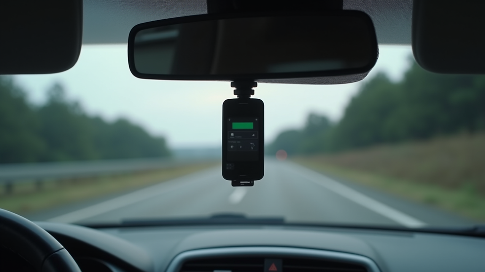 Eye-level view of a GPS tracking device installed in a car