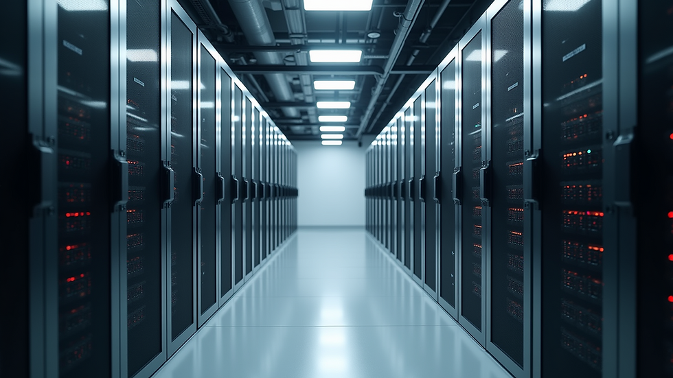 High angle view of a modern supercomputer facility