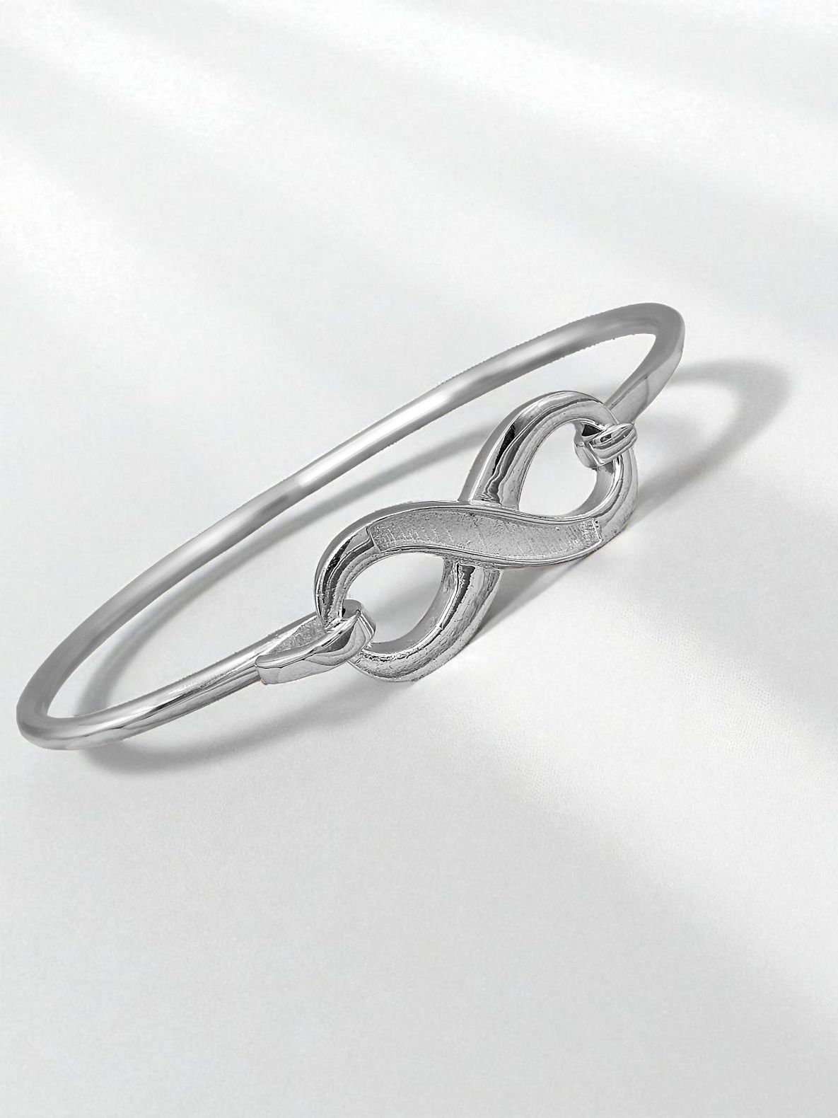 Infinity Hook Clasp Silver Bangle