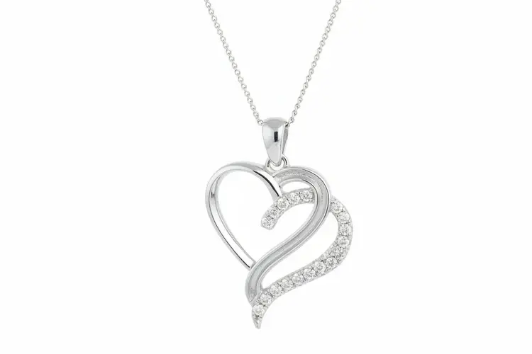 Thumbnail: Double Heart CZ Necklace