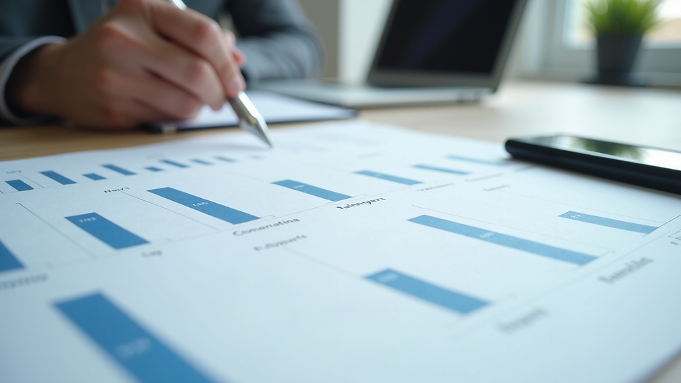 Close-up view of a business plan document with financial charts and notes