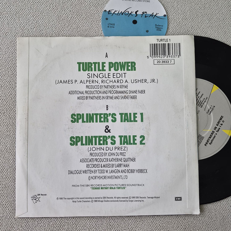 Küçük resim: Teenage Mutant Ninja Turtles, Soundtrack, Ninja Kaplumbağalar, 7", 45lik, Plak