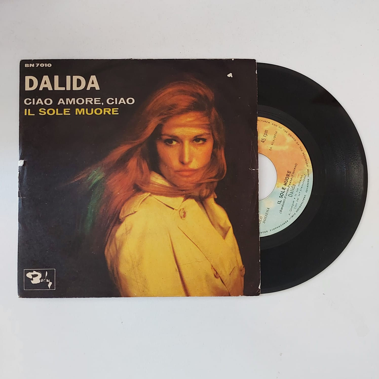 Dalida – Ciao Amore, Ciao / Il Sole Muore, 7", 45lik, Plak