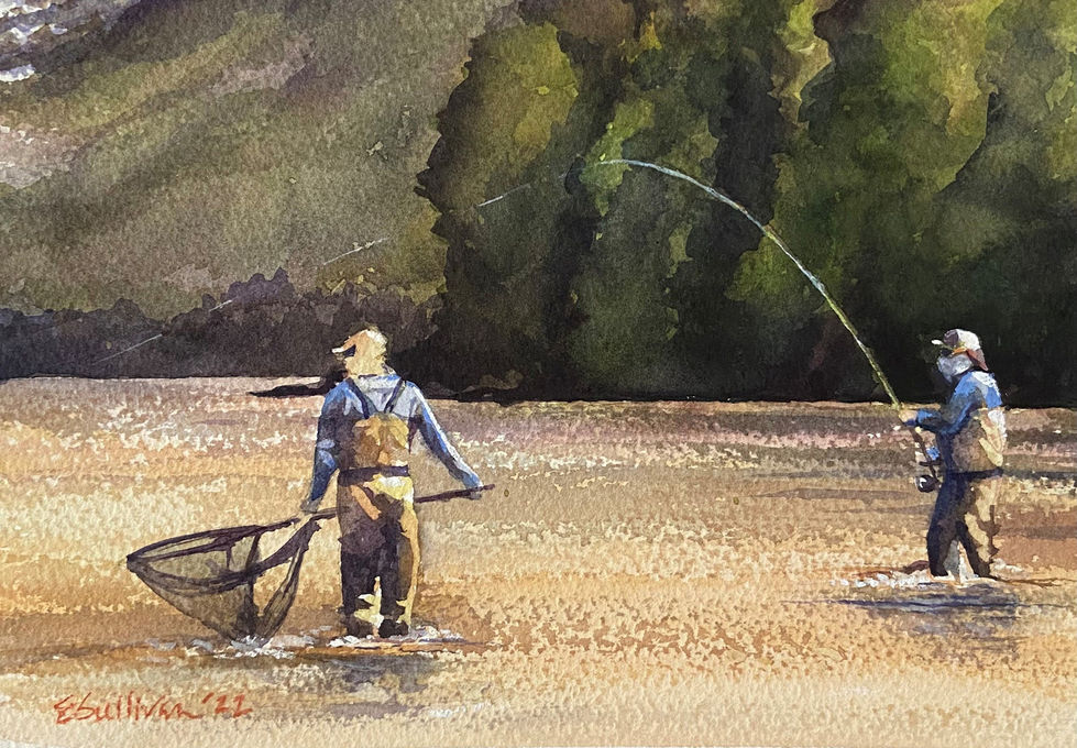 fly fishing watercolor