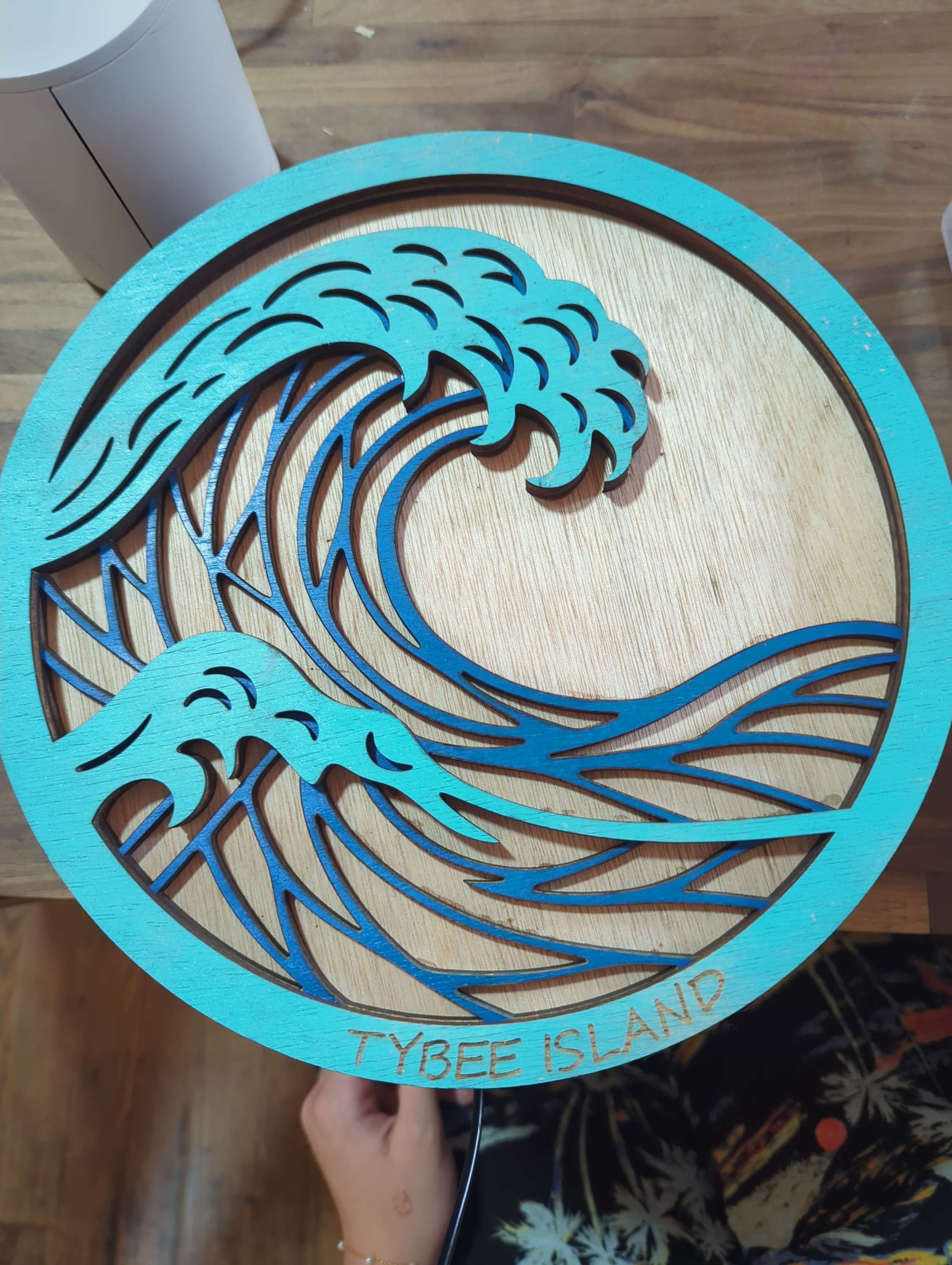 Wave circle wood art 