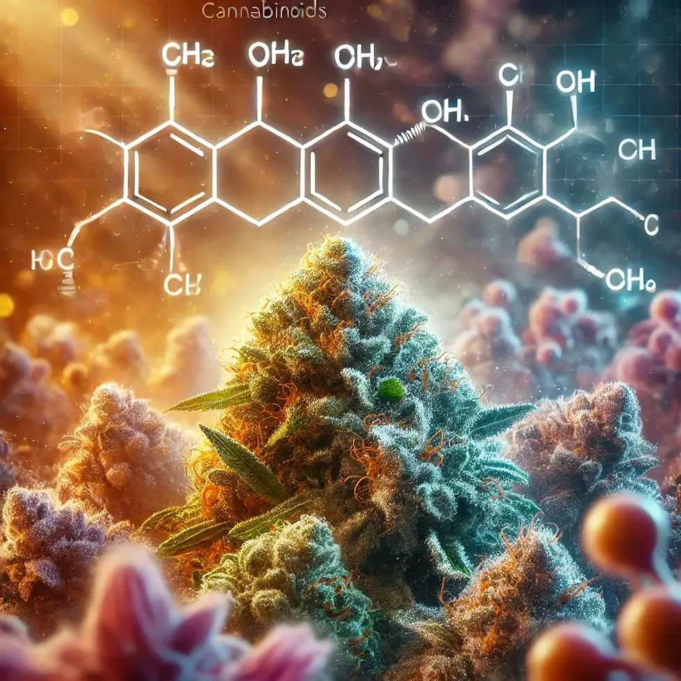 Cannabis nugs, molecules, cannabinoids