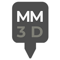 "Miniature Models 3D logo icon showing a stylised 3D printer nozzle with the letters ‘MM 3D’ in grey text" 