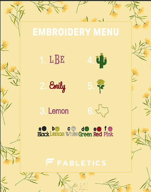 Fabletics menu