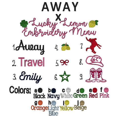 AWAY travel Menu