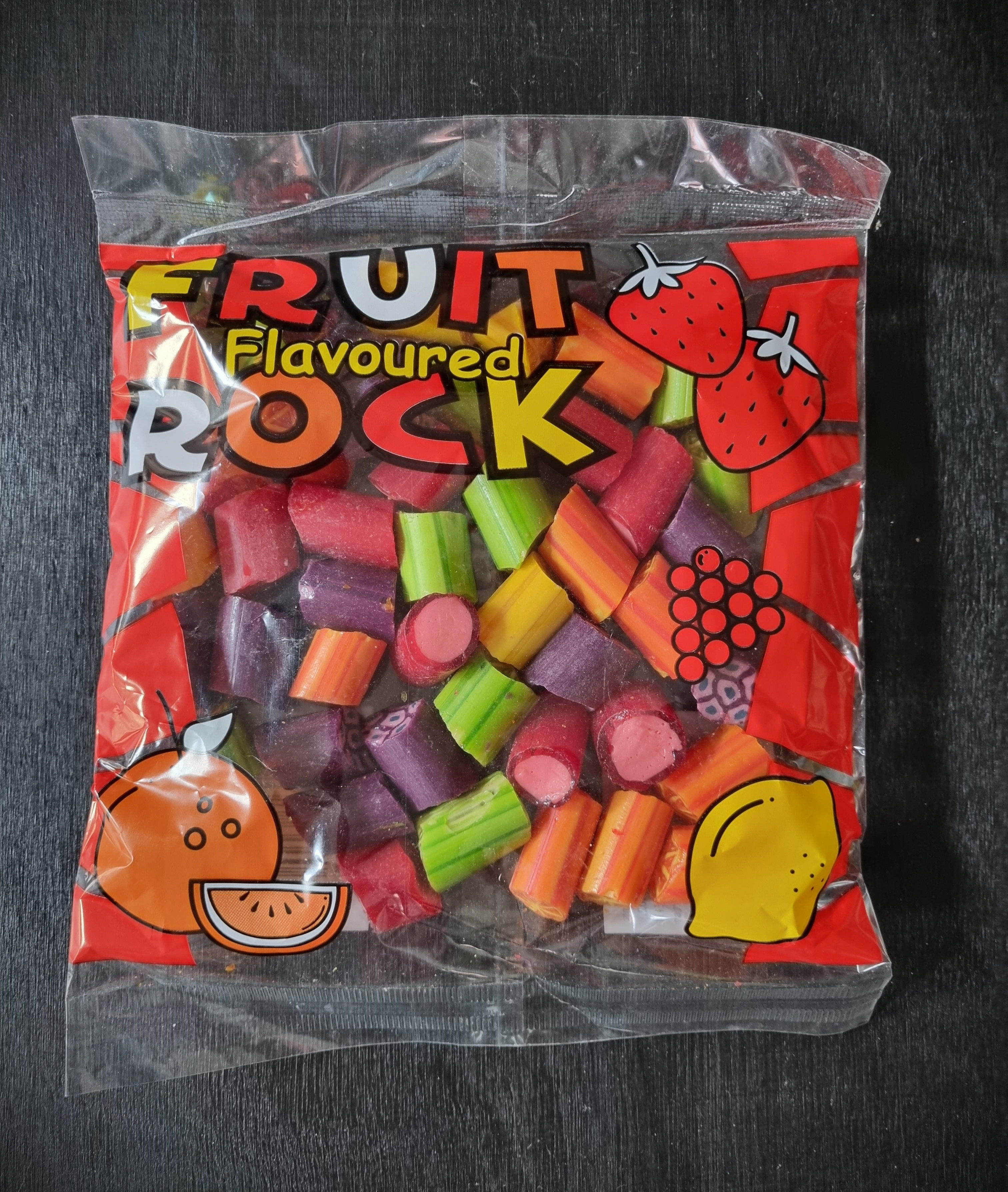 Bag of 300g Chopped Fruit Rock Pieces Sweets