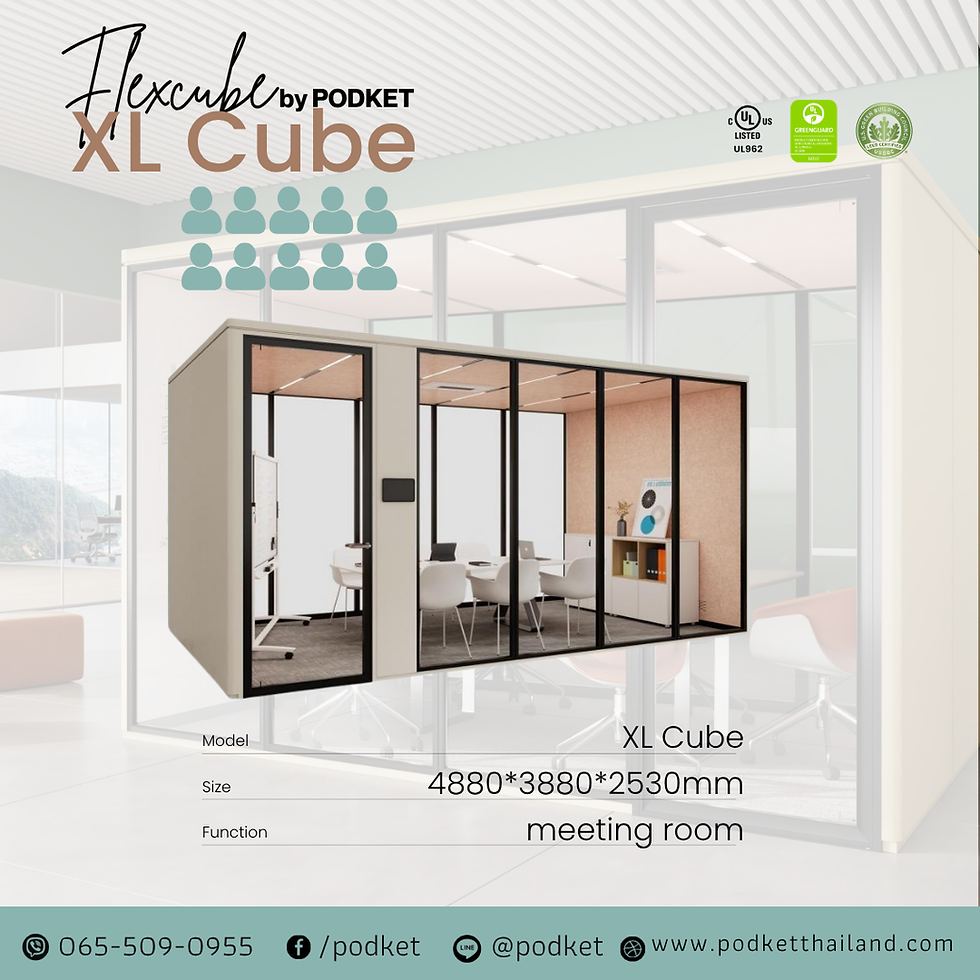 FlexCube, PODKET, Room-in-Room, ห้องภายในห้อง, Office Pod, ตู้ทำงานส่วนตัว, Modular Workspace, พื้นที่ทำงานแบบโมดูลาร์