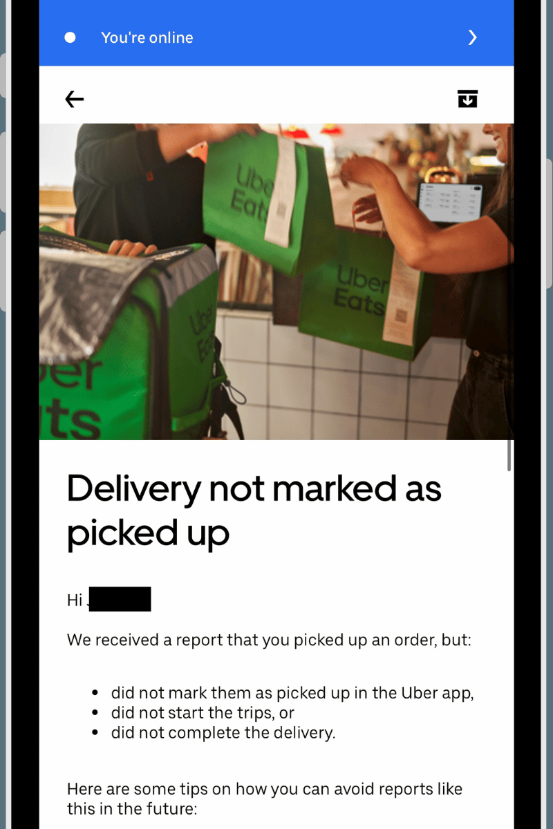 You got to love how UberEats will punish you for another driver stealing an order...