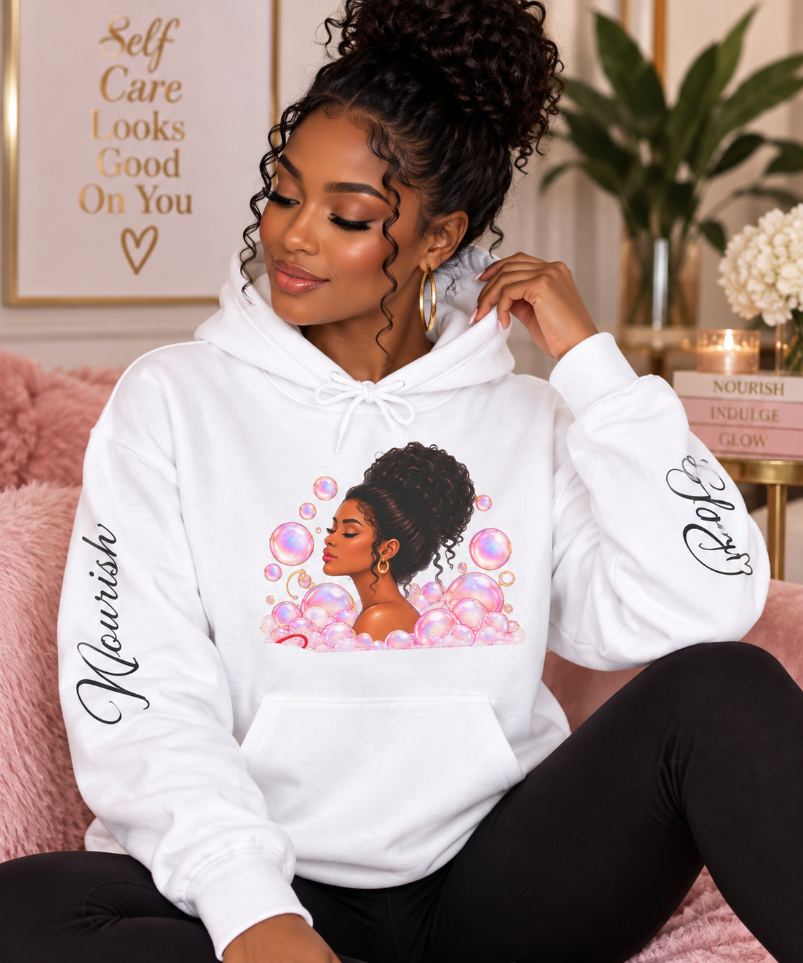 Black Girl Bubble Bath Hoodie — Relax, Restore, Self-Care Sweatshirt