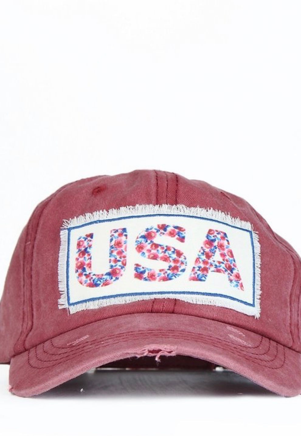 FLORAL USA PATCH HAT-MAROON