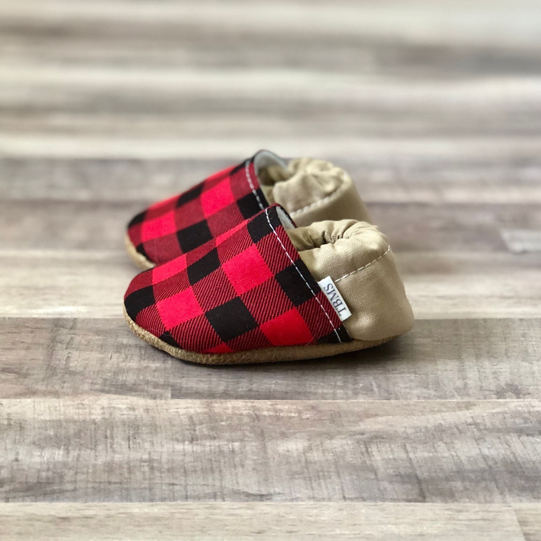 Buffalo Plaid And Tan Moccasins
