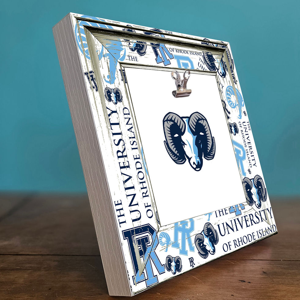Thumbnail: Rustic 8x8 Photo Frame featuring University of Rhode Island logos, showcasing school spirit with vintage charm