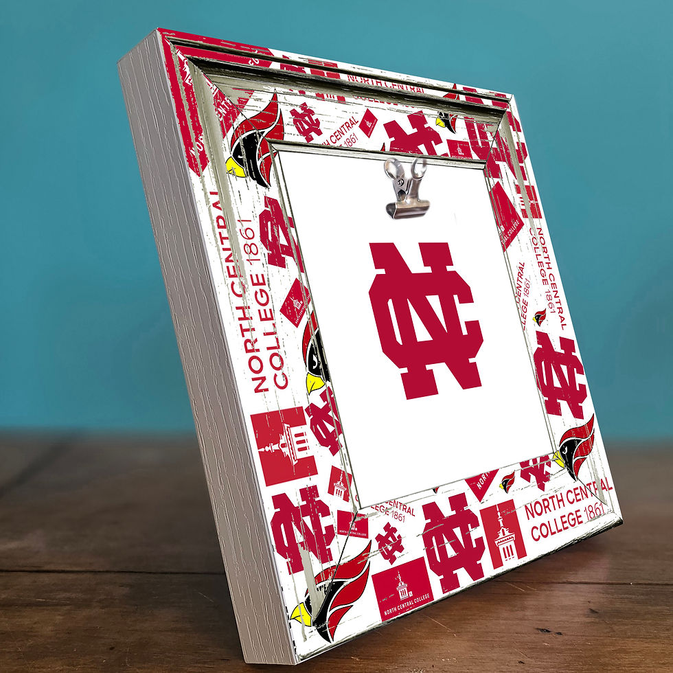 Thumbnail: Rustic 8x8 Photo Frame featuring North Central College logos, showcasing school spirit with vintage charm
