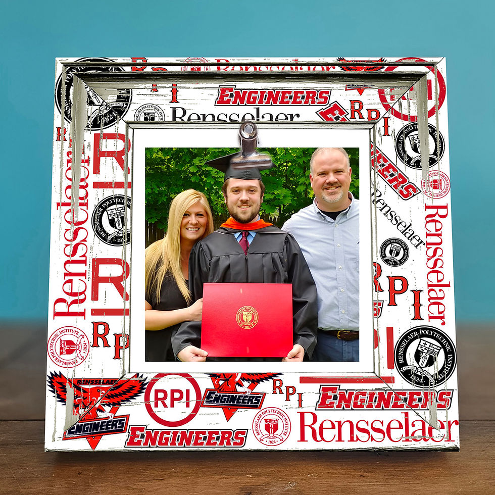 Rustic 8x8 Photo Frame featuring Rensselaer Polytechnic Institute logos, showcasing school spirit with vintage charm