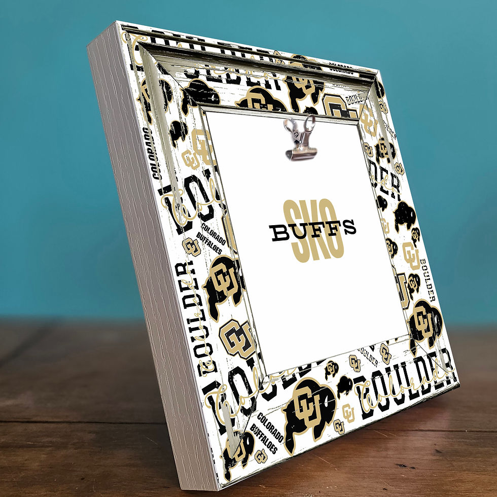 Rustic shabby chic CU Coudersport Buffs 8x8 photo frame with clip for 4x4 photos, perfect for dorm decor, alumni gifts, team