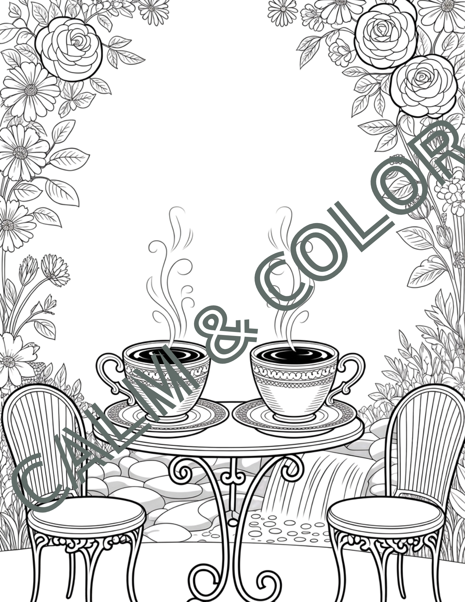 Coffee & Calm – Printable Coloring Page