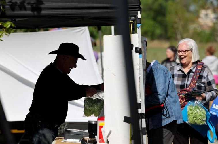 People shopping at a farmers market
