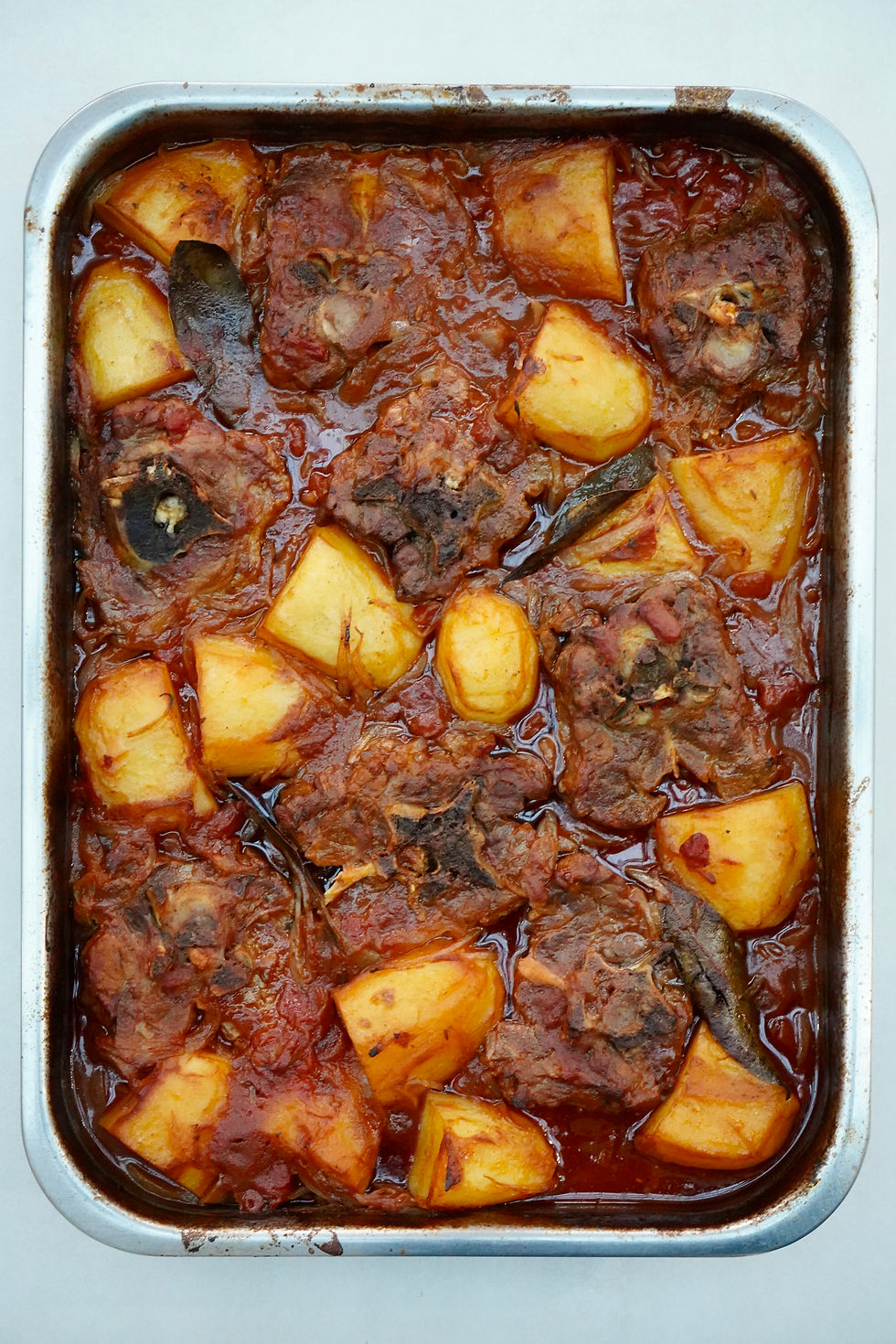 Prepared tava in an oven tray