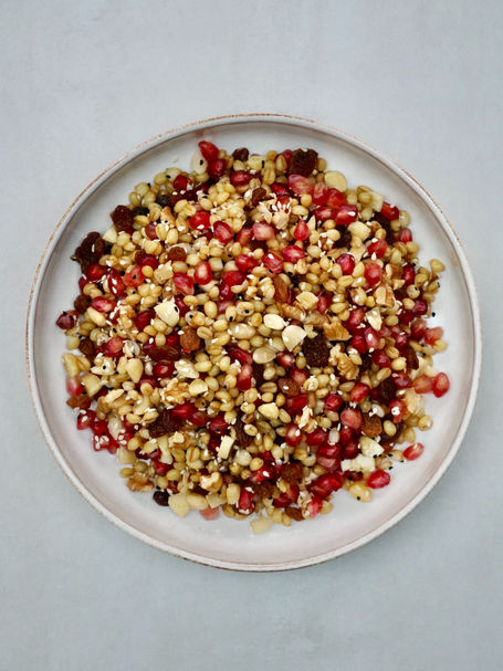 Koliva (wheat berries with pomegranate)