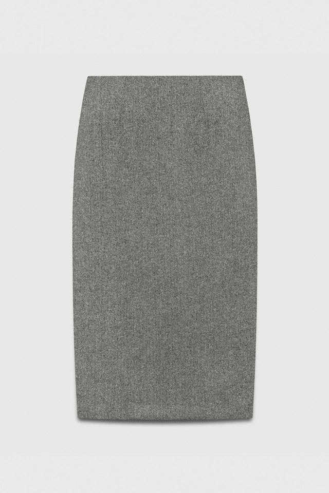 Grey wool pencil skirt
