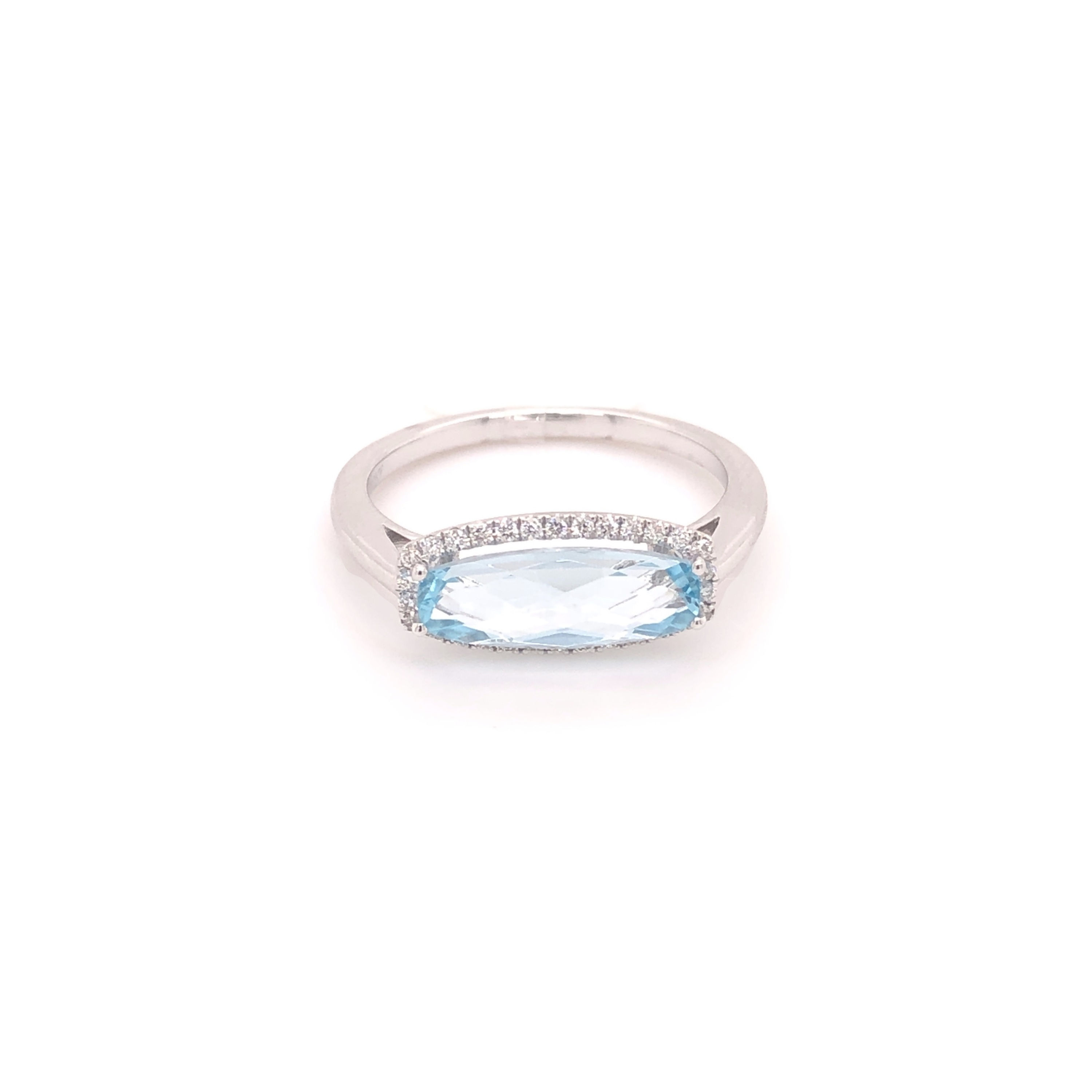 Modified Checkerboard Blue Topaz Ring