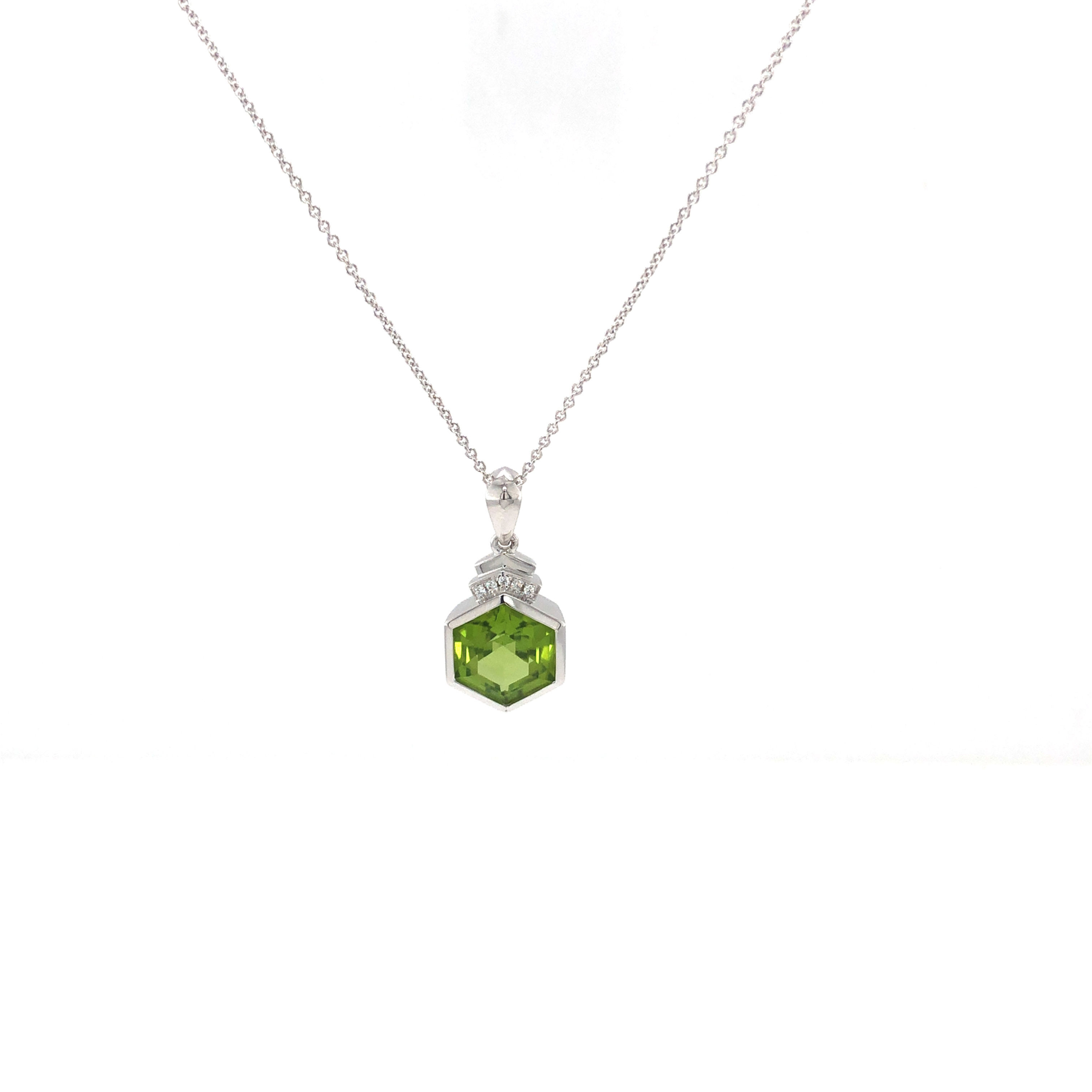 Hexagon Peridot Necklace